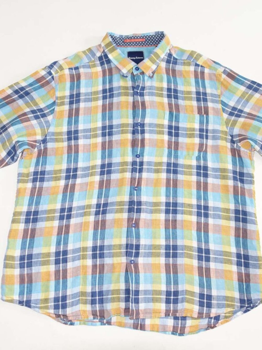Tommy Bahama Men's Plaid 100% Linen Shirt Size XXL Button Down 2XL Long Sleeves